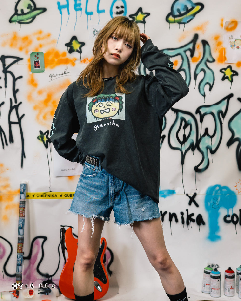 guernika×コジコジ】Drooping COJI-COJI Vintage Style Long Sleeve T