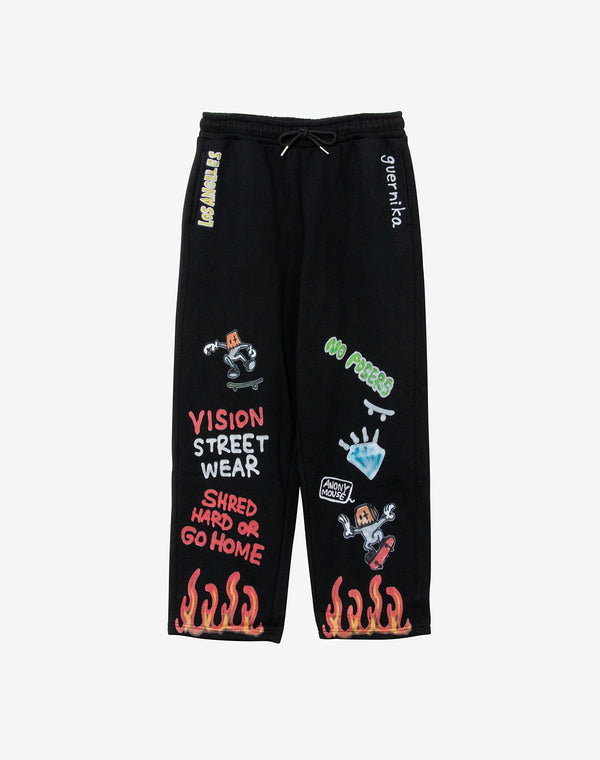 【VISION STREET WEAR × guernika】 All-Print Sweat Pants / Black