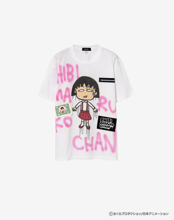 【guernika×ちびまる子ちゃん】Drooping Maruko Paint T shirt / White
