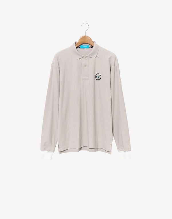LOST BALL L/S Polo Shirt / Gray Beige