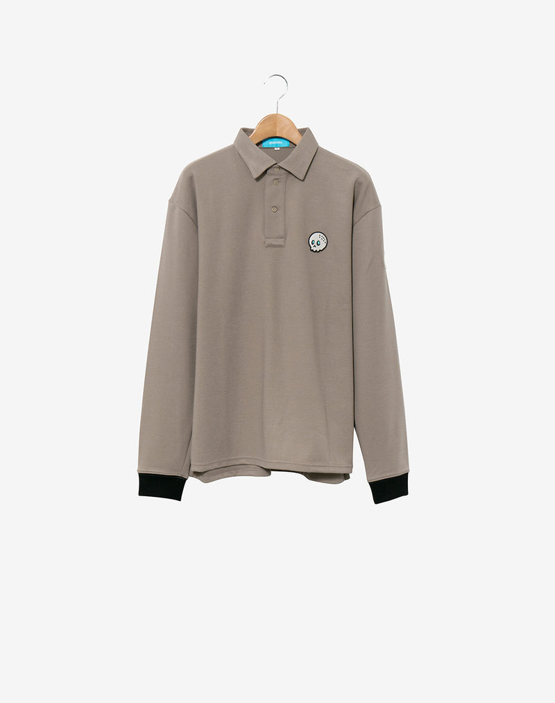 LOST BALL L/S Wool Polo Shirt / Stone Gray