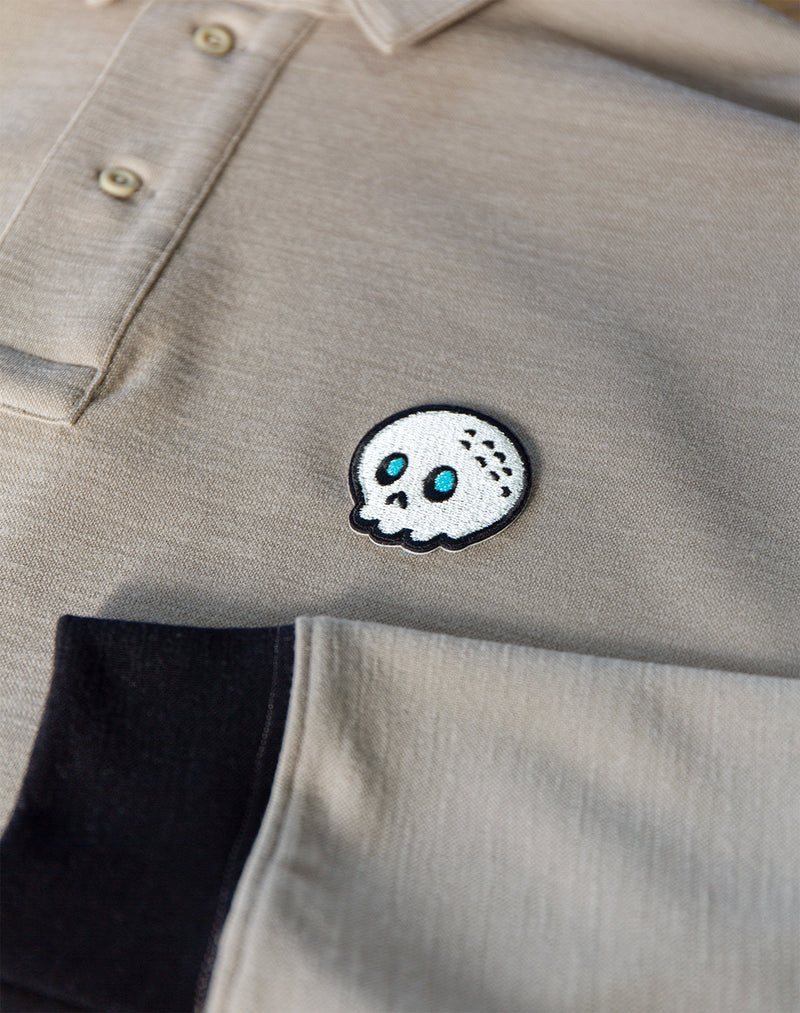 LOST BALL L/S Wool Polo Shirt / Stone Gray