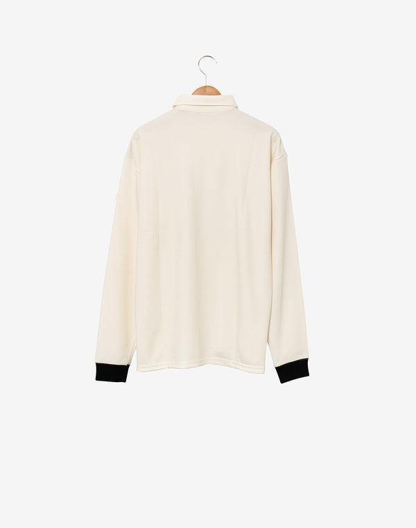 LOST BALL L/S Wool Polo Shirt / White