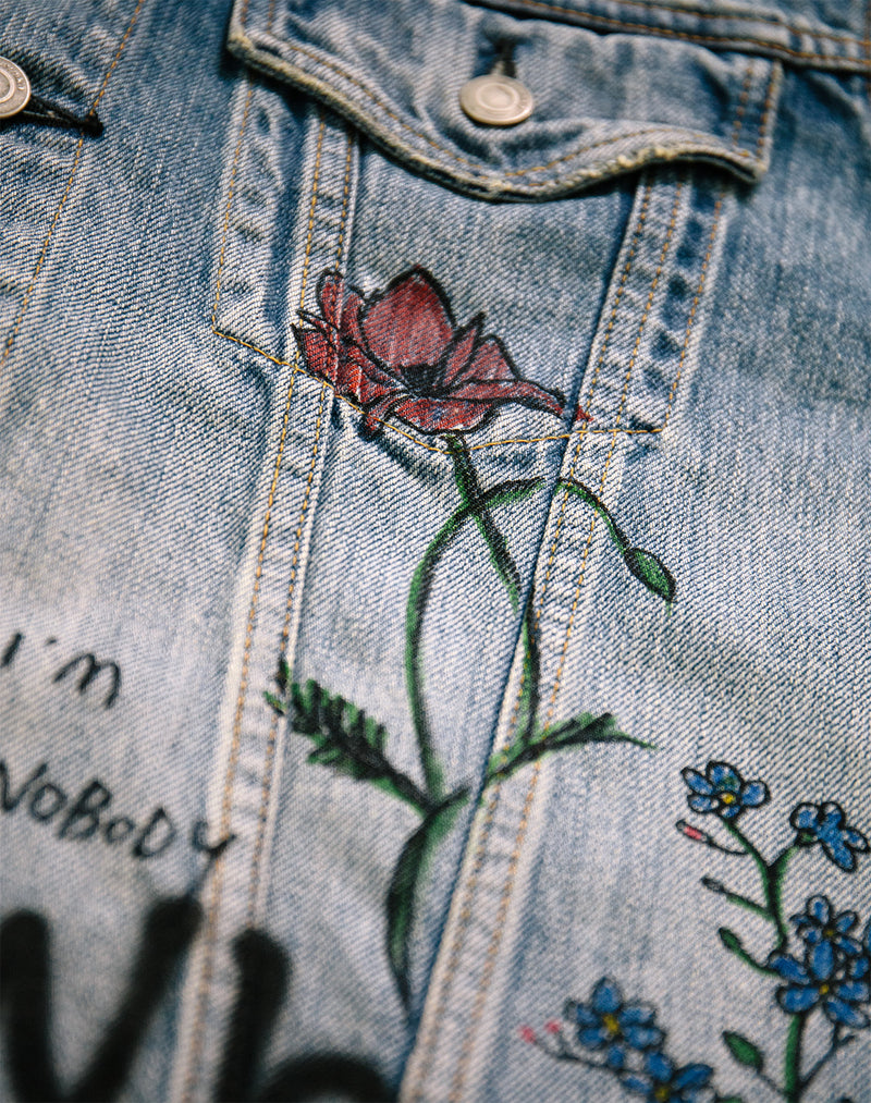 Graffiti Paint Denim Jacket (Flower)