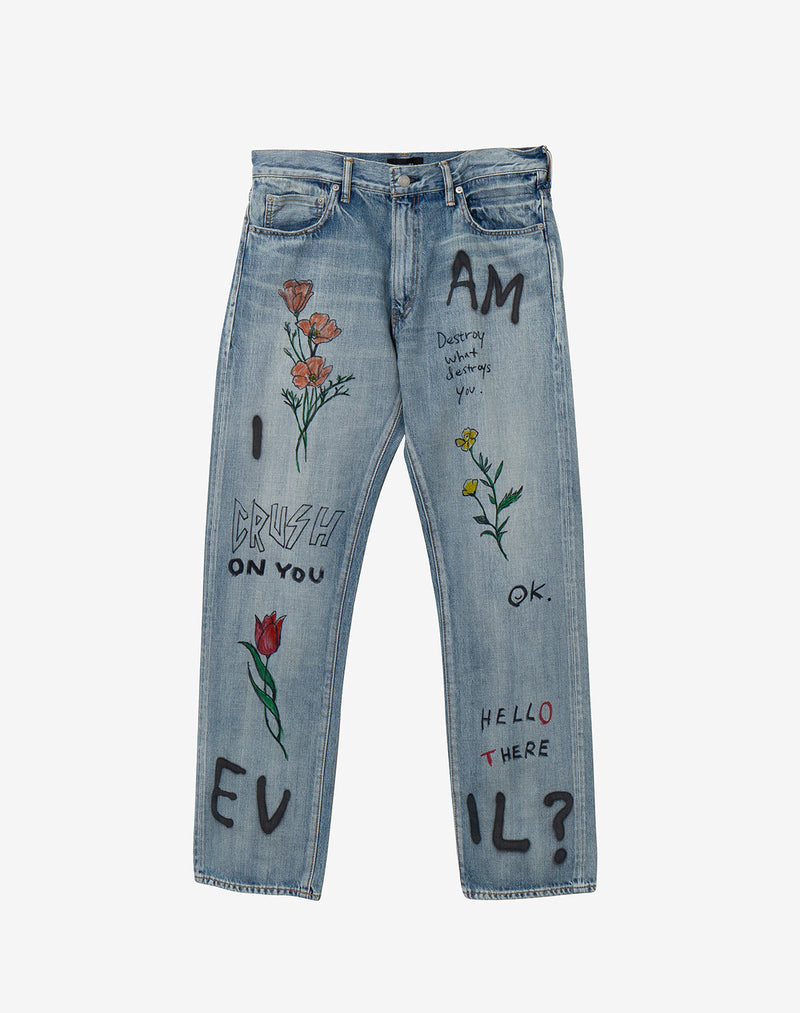 Graffiti Paint Denim Pants (Flower)