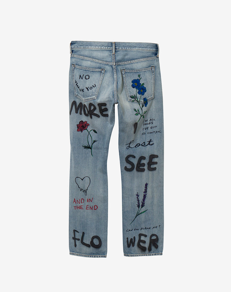 Graffiti Paint Denim Pants (Flower)