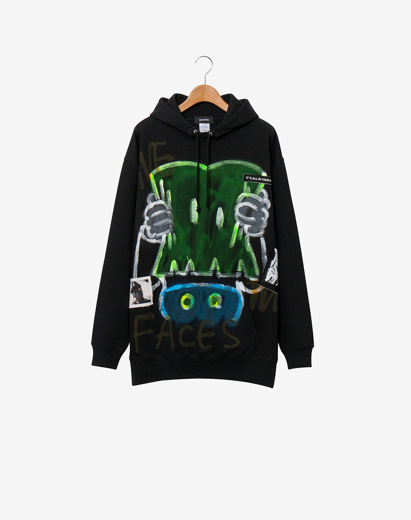 Hand Painted Hoodie - ANONYMOUSE / Black