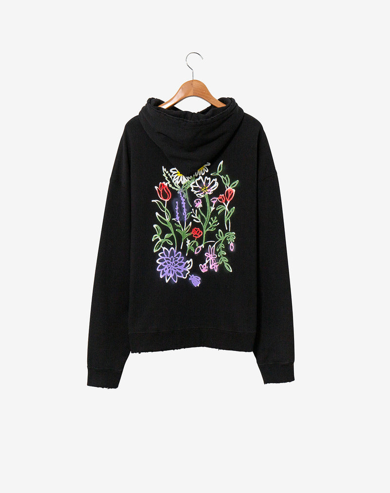 Flower Paint Crash Hoodie / Black