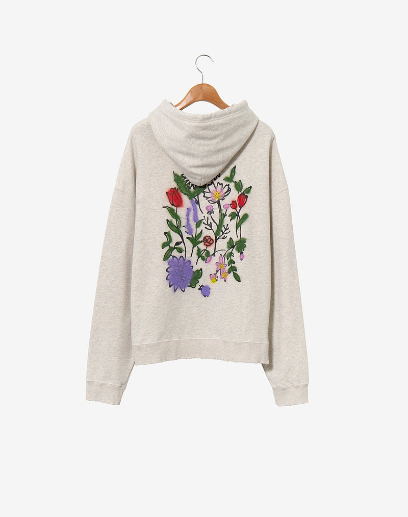 Flower Paint Crash Hoodie / White