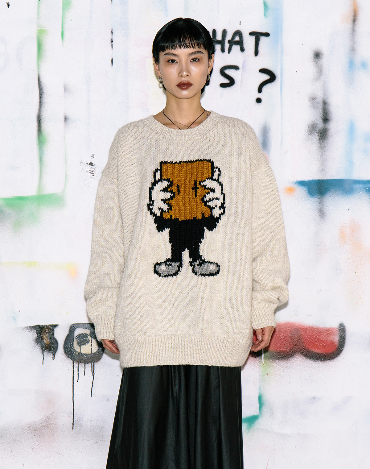 Guernika ゲルニカ　ANONYMOUSE KNIT SWEATER Anonymouse Knit sweater / White – guernika official online shop