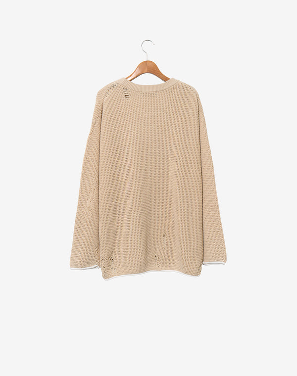 Crew neck Knit sweater (Cell Division) / Beige