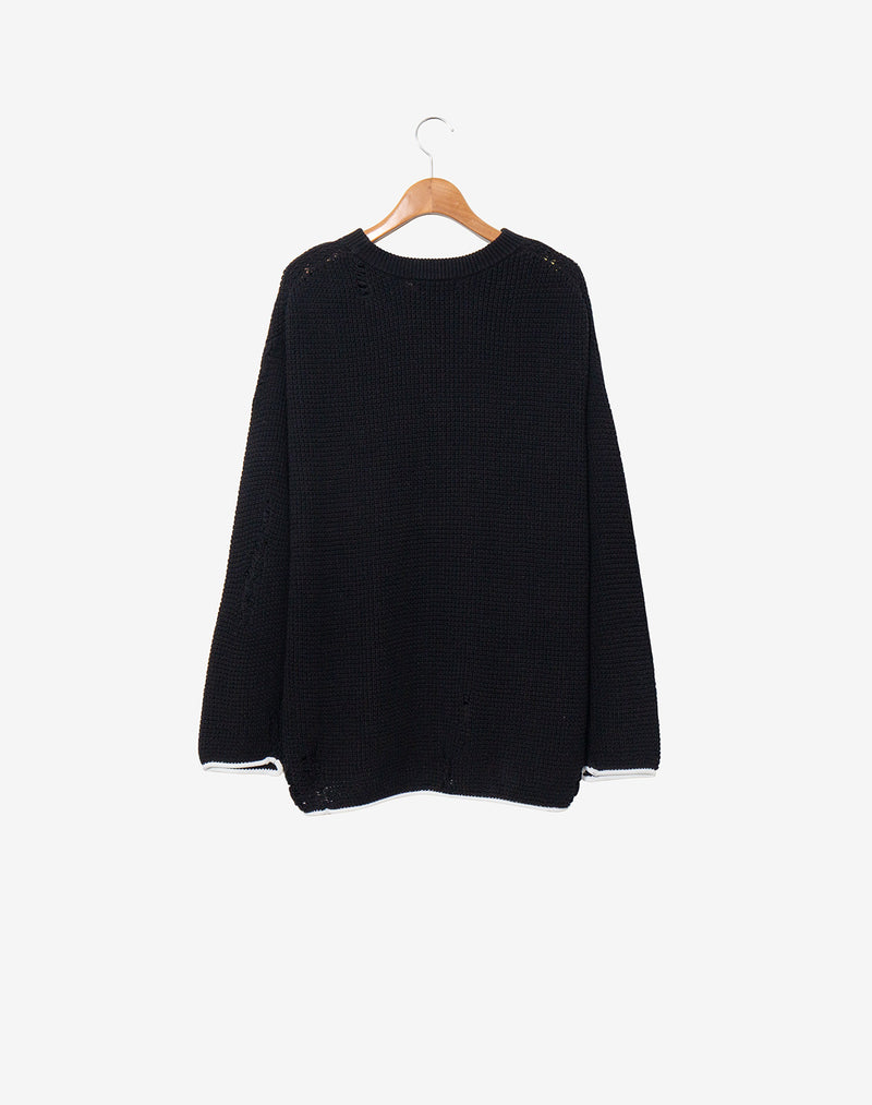 Crew neck Knit sweater (Cell Division) / Black