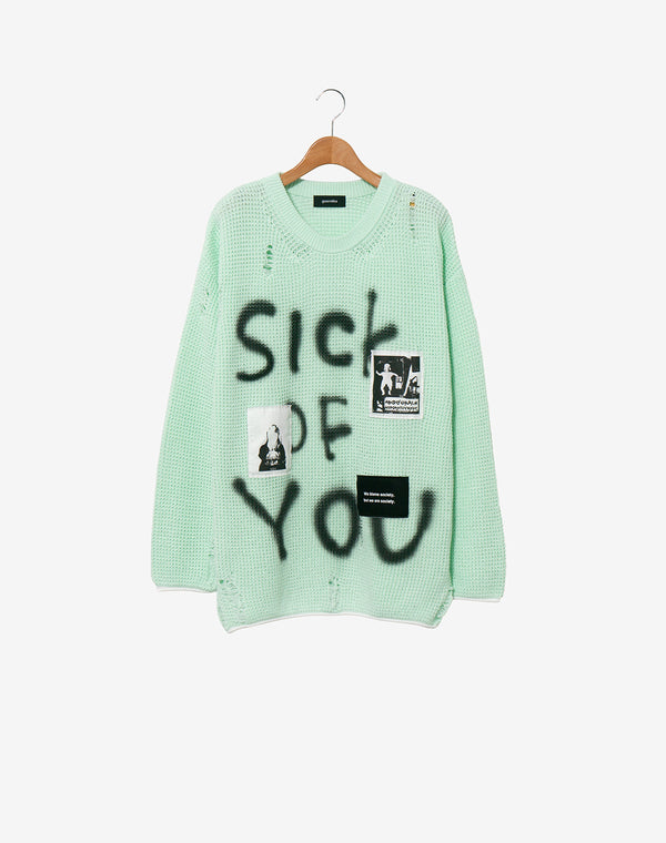 Crew neck Knit sweater (Cell Division) / Mint