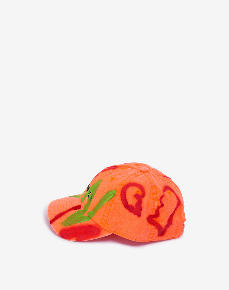 Hand Painted Cap / Neon Orange