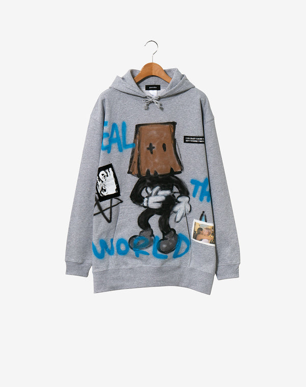 Hand Painted Hoodie - ANONYMOUSE / Gray