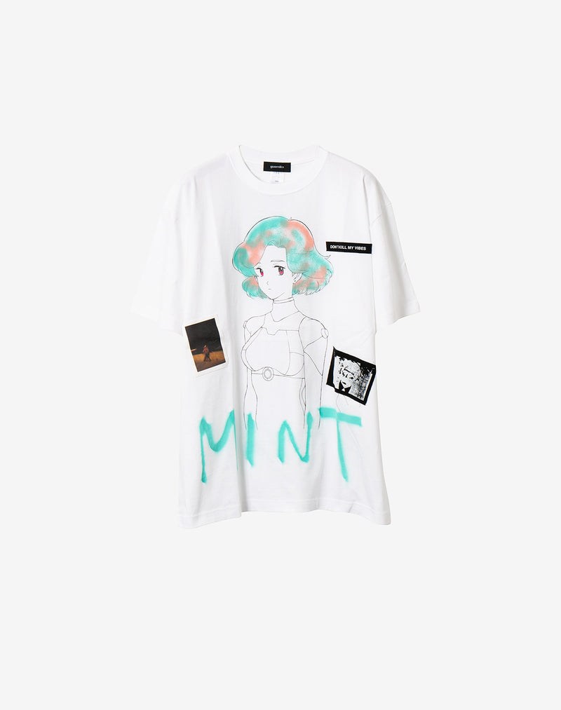 Hand Painted T-sh / MONOPHOBIA / MINT / White